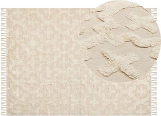 Beliani Rug ITANAGAR Beige 140 x 200 cm Cotton