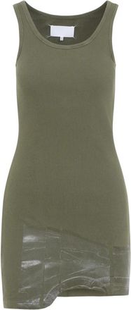 Maison Margiela Taped Rib Mini Dress - Dames - Korte kleedjes - Groen - S - Katoen - Kleedjes