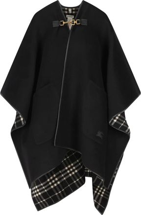 Burberry check-pattern embroidered-logo cape - Zwart