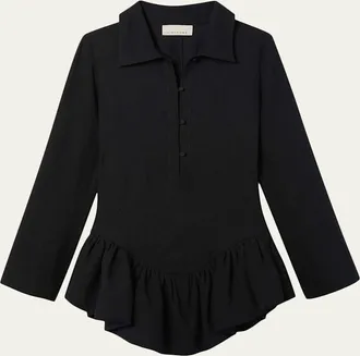 Liberowe Long-Sleeve Peplum Mini Polo Dress