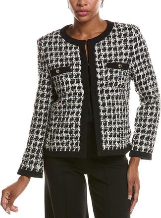St. John Contrast Tape Tweed Wool-Blend Jacket
