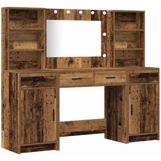 vidaXL Conjunto De Mesa De Tocador Con Caj&oacute;n 3 Pcs Madera Vieja Vidaxl