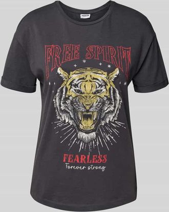 Noisy May Relaxed Fit T-Shirt aus reiner Baumwolle Modell Brandy in Anthrazit, Größe L