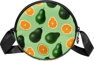Generic Circle Crossbody Bag for Women, Avocados Small Sling Bag Daypack with Zipper Adjustable Shoulder Straps Casual Ladies Girls Round Purse