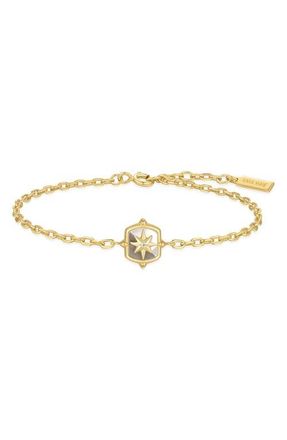 Ania Haie Colorblock Mother Of Pearl Charm Bracelet in Shiny Gold at Nordstrom