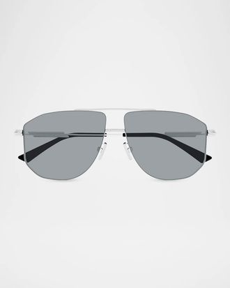 Bottega Veneta Men & apos;s BV1509S Snap Ribbon Metal Navigator Sunglasses