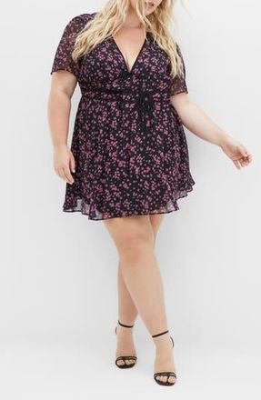 City Chic Carrie Print Minidress in Cherry Ditsy at Nordstrom Rack, Size Xl/22W