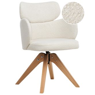 Beliani Silla De Comedor Giratoria Respaldo Curvo De Boucl&eacute; Beige Claro Marcy