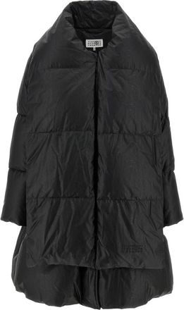 Maison Margiela Scarf Down Jacket - Dames - Gewatteerde jassen - Zwart - S - Leer - Jassen