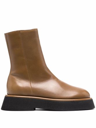 Wandler Stivali in pelle con zip - Marrone