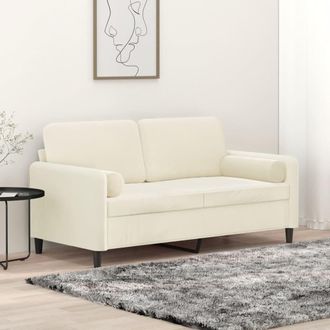 vidaXL Sof&aacute; De 2 Plazas Con Cojines Terciopelo Color Crema 140 Cm Vidaxl