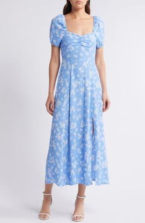 & Other Stories Floral Puff Sleeve Midi Dress in Blue Light at Nordstrom Rack, Size 14