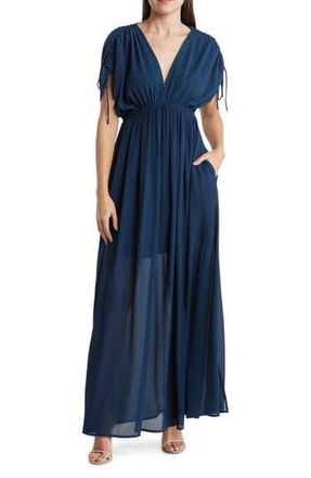 Wishlist Ruched Sleeve Maxi Dress in Teal at Nordstrom Rack, Size Small