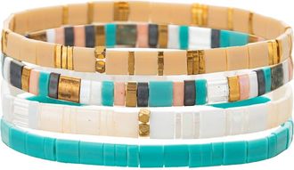 Eye Candy Los Angeles Sandra Set of 4 Assorted Stretch Bracelets in Teal at Nordstrom Rack