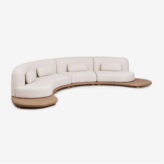 Sklum Divano modulare curvo da giardino in legno di acacia Gerard 4 pezzi SKLUM