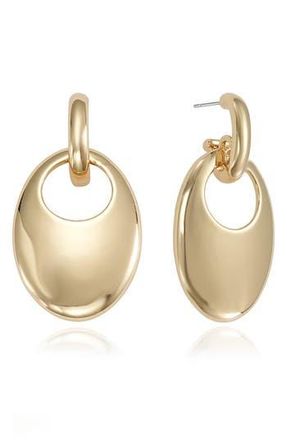 Ettika Smooth Oval Drop Hoop Earrings in Gold at Nordstrom Rack