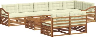 vidaXL Conjunto De Sof&aacute;s De Exterior 9 Uds. Natural Y Crema Vidaxl