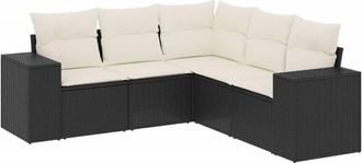 vidaXL Vidaxl - Set De Muebles De Jard&iacute;n 5 Pzas Y Cojines Rat&aacute;n Sint&eacute;tico Negro
