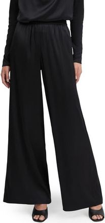Favorite Daughter Tribeca Wide Leg Satin Pants in Black at Nordstrom, Size X-Large