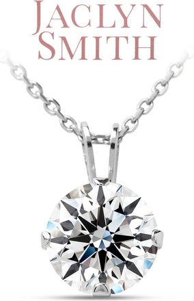 Jaclyn Smith 2 Carat Moissanite Solitaire Necklace In White Gold With Free Chain