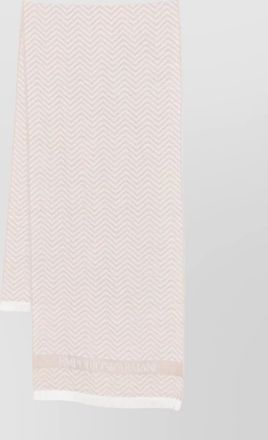 Emporio Armani chevron patterned wool scarf with fringed edges