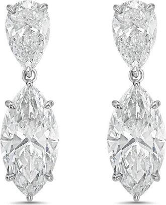 Diana M. Jewels 14KW WG 8.00 Ct TW of Lab grown pear and marquise shape diamond drop earrings
