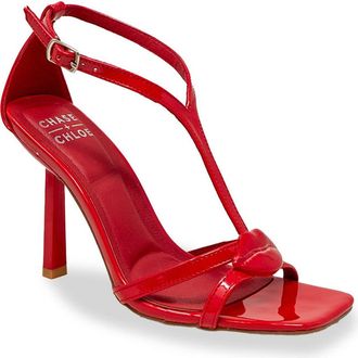 Chase + Chloe by Intouch Footwear Ankle Strap Stiletto Sandal in Red Patent at Nordstrom Rack, Size 8.5