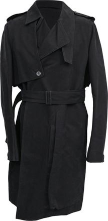 Rick Owens Belted Trench Coat in Black Cotton