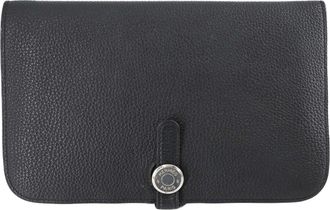 Hermès Black Togo Leather Taurillon Clemence Leather Wallet (Bi-Fold) (Pre-Owned)