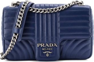 Prada Chain Flap Shoulder Bag Diagramme Quilted Leather Medium crossbody bag - Blauw