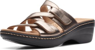 Clarks Womens Merliah Karli Sandal, Metallic Leather, 6.5
