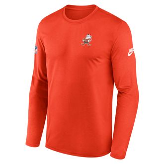 Nike Cleveland Browns Alt Legend Small Logo Nike Mens Dri-FIT NFL Long-Sleeve T-Shirt in Orange | 02TJ89LQ93-UE8