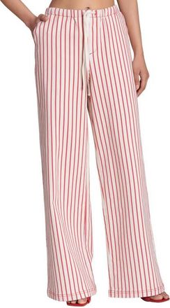 Avec Les Filles Stripe Tie Waist Pants in Cream-Red Stripe at Nordstrom, Size X-Small