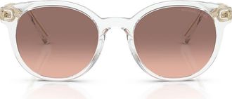 Michael Kors Pienza 53mm Gradient Round Sunglasses in Crystal /Pink Dark Brown at Nordstrom
