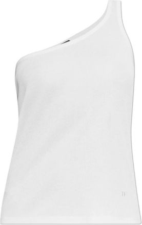 Tom Ford Sleeveless Tops, female, White, Size: 2XS Silk Blend Rib Jersey One-Shoulder Top