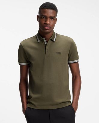 HUGO BOSS Mens Paddy Short Sleeve Logo Detail Polo Shirt in Dark Cotton - Size X-Large