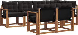 vidaXL Conjunto De Sof&aacute;s De Exterior 7 Uds. Natural Y Negro Vidaxl