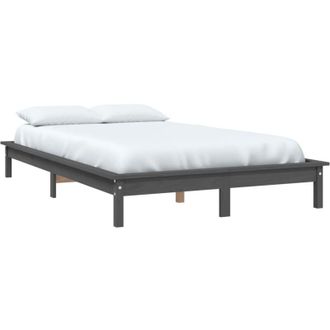 vidaXL Vidaxl - Bed Frame without Mattress Grey 140x190 cm Solid Wood Pine
