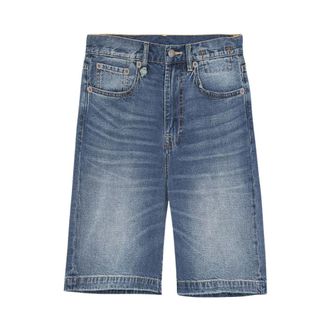 R13 Janis Long Short - Dames - Denim shorts - Blauw - W28 - Katoen - Korte Broeken