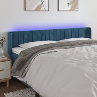 vidaXL Cabecero Con Led De Terciopelo Azul Oscuro 163x16x78/88 Cm Vidaxl