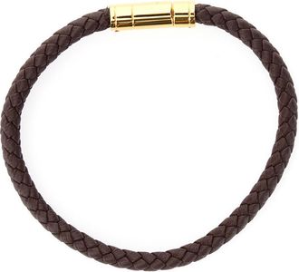Tom Ford Brown Bracelet With Engraved Logo Lettering In Braided Leather Man