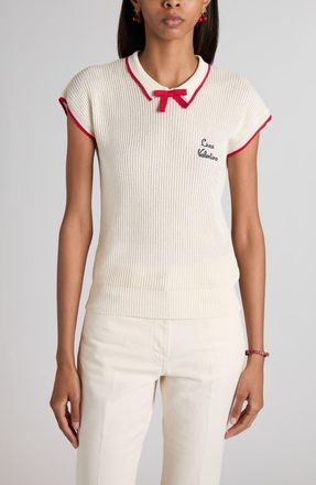 Valentino Chez Valentino Polo Sweater in White/Pink at Nordstrom, Size X-Large