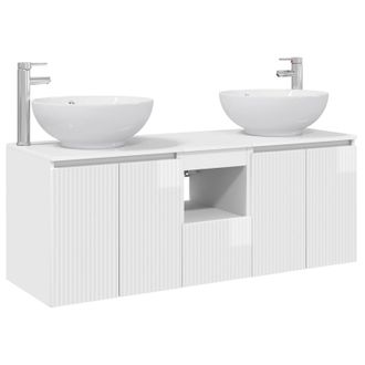 vidaXL Juego De Muebles De Ba&ntilde;o 3 Uds. Blanco Brillante Vidaxl
