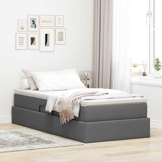 vidaXL vidaXL Letto con contenitore e materasso Grigio scuro 90 x 190 cm
