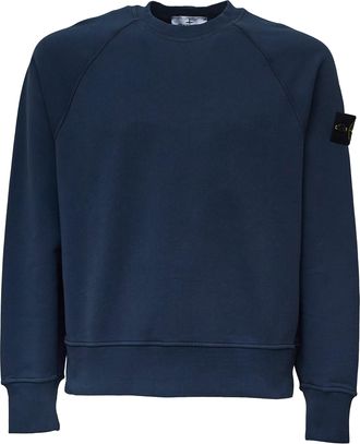 Stone Island Oversized Organic Cotton Fleece Sweatshirt with Iconic Badge