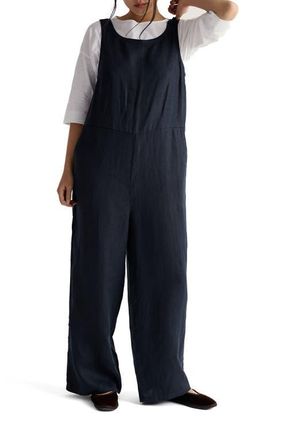 Seasalt Cornwall Salt Air Wide Leg Linen Jumpsuit in Maritime at Nordstrom, Size 16 Us