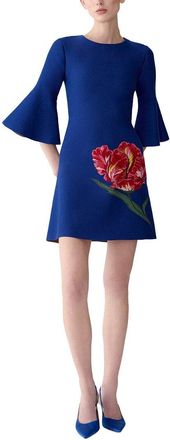 Carolina Herrera Flare Sleeve Wool-Blend Shift Dress