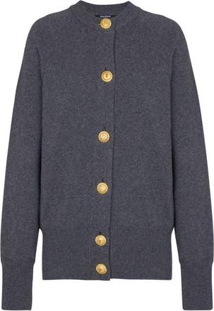 Balmain Buttoned eco-cashmere cardigan in Grey at Nordstrom, Size 42 Eu