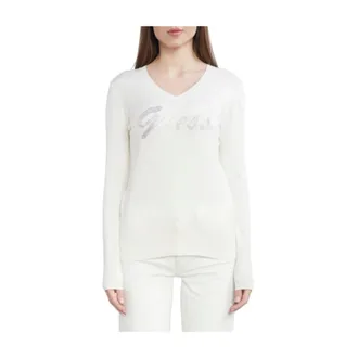 Guess V-neck Knitwear, female, Beige, Size: M Pascale V-neck Sweater