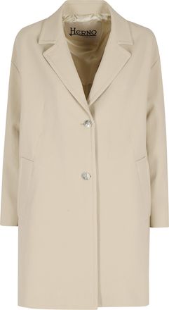 Herno Sand Long Lapel Pocketed Polyester Coat